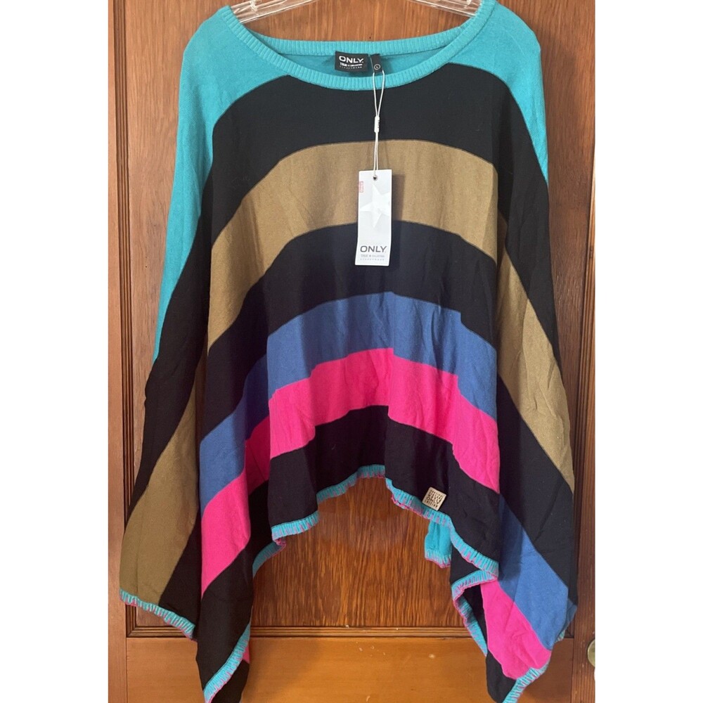 Only True Collection Street Wear Colorblock Poncho Shawl NWT L